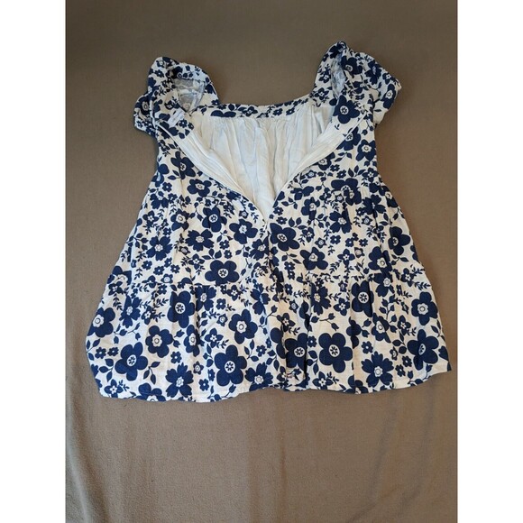 Lost + Wander Womens Floral Print Sun Dress Blue White Linen Blend Size XS - Picture 3 of 6
